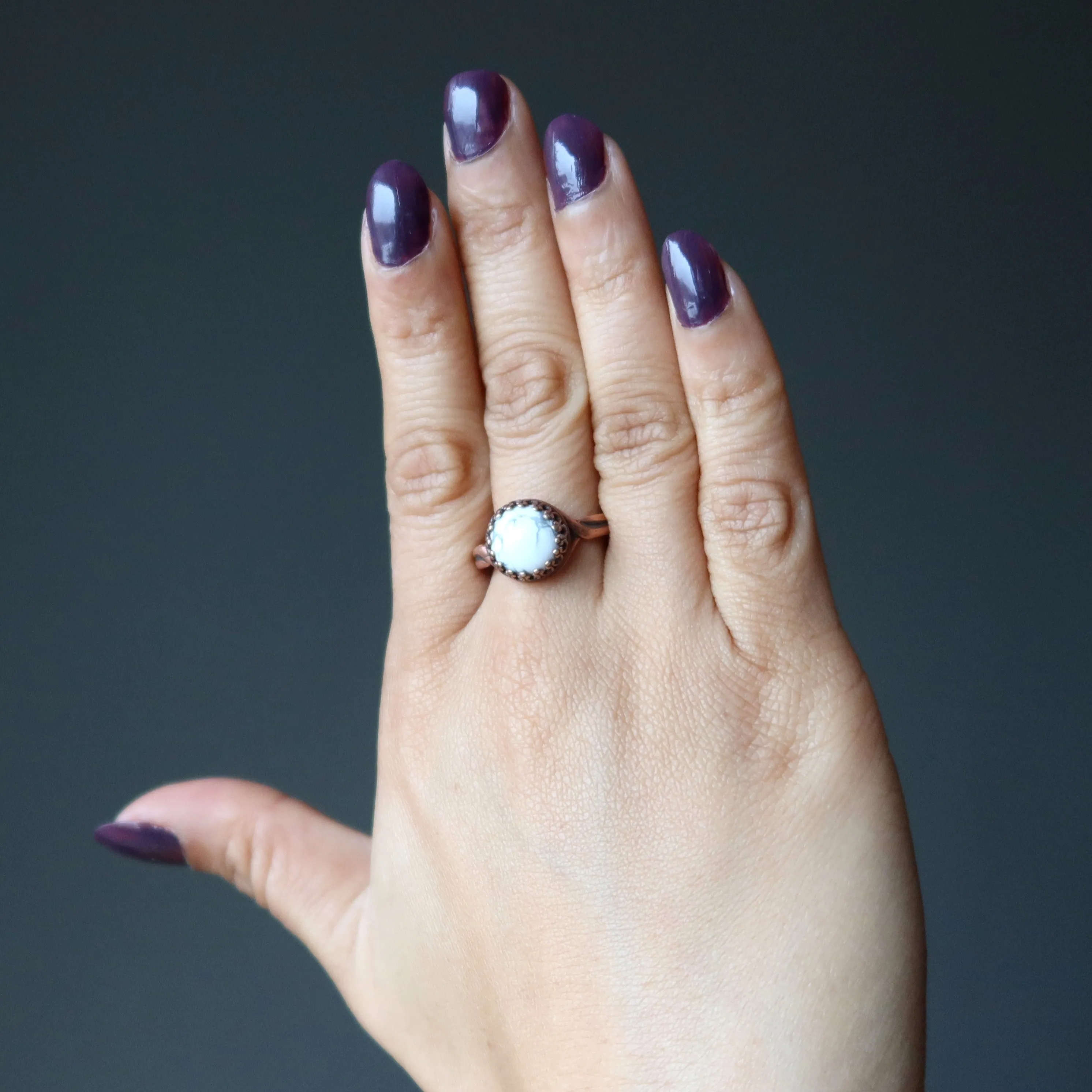 Howlite Ring Cherished Antique Copper Adjustable