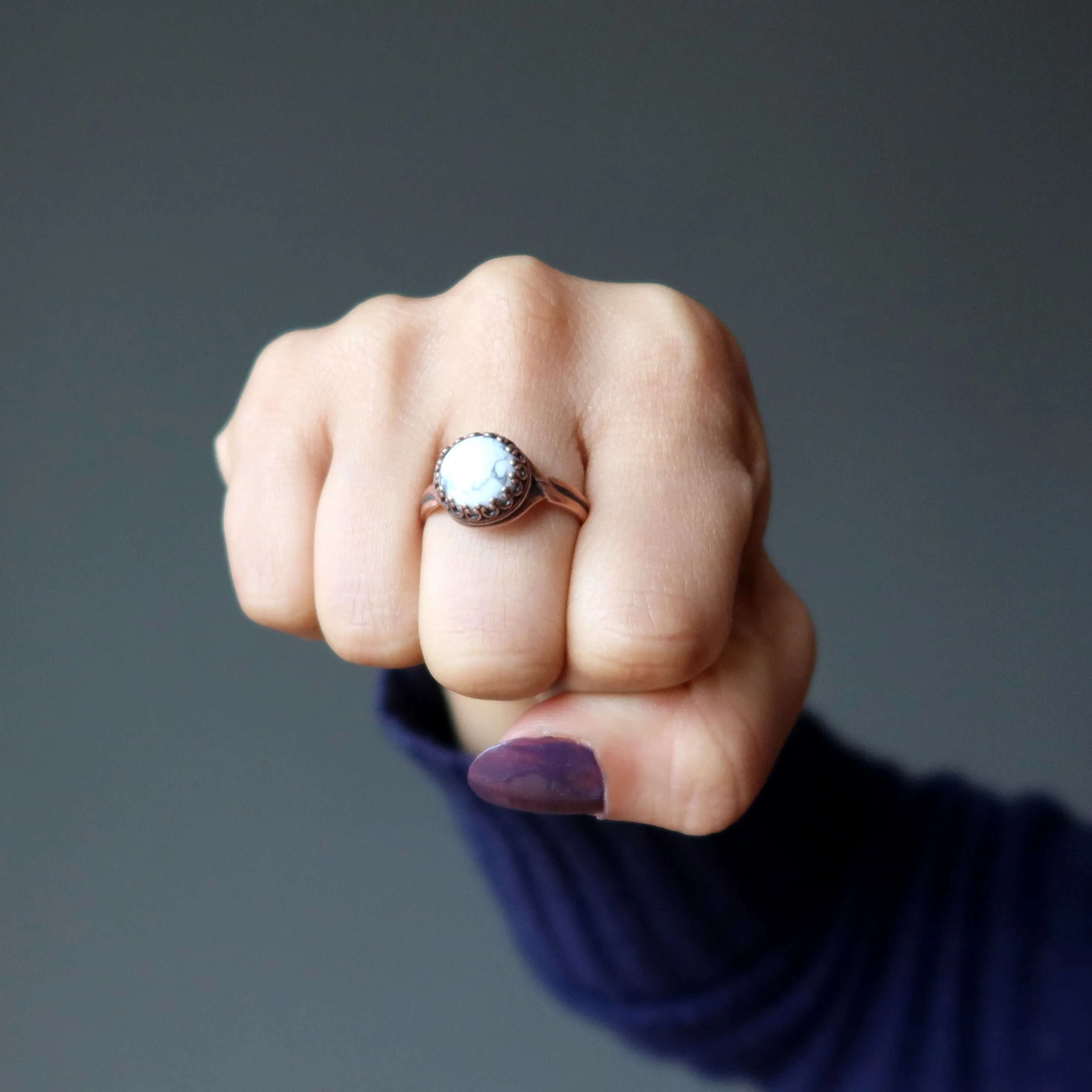 Howlite Ring Cherished Antique Copper Adjustable