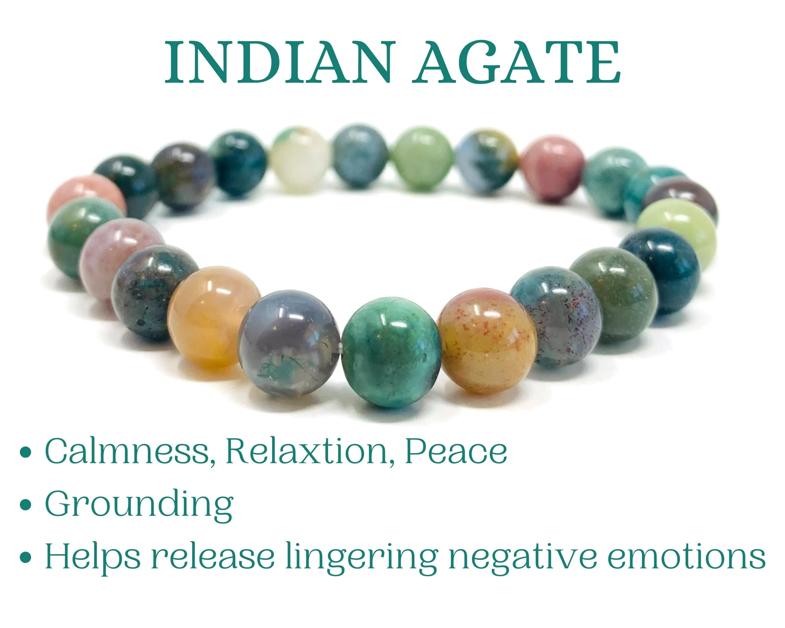 Indian Agate Beaded Crystal Bracelet