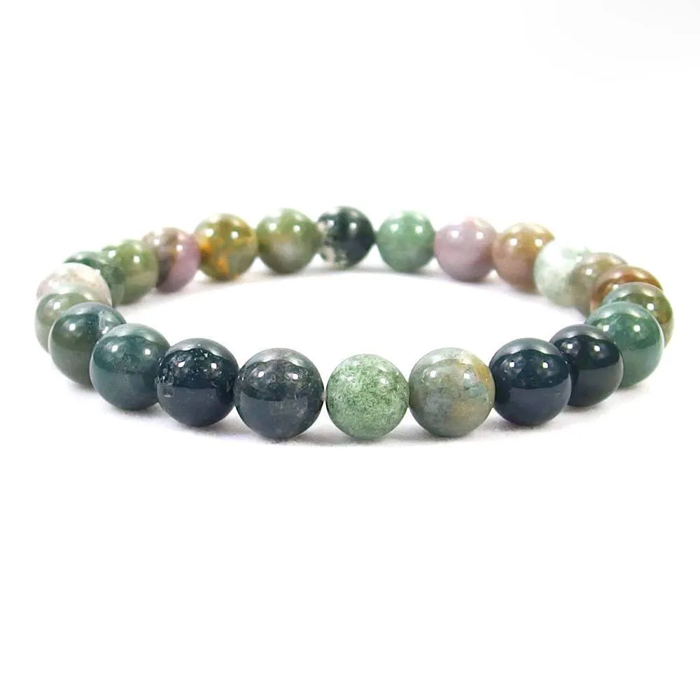 Indian Agate Beaded Crystal Bracelet