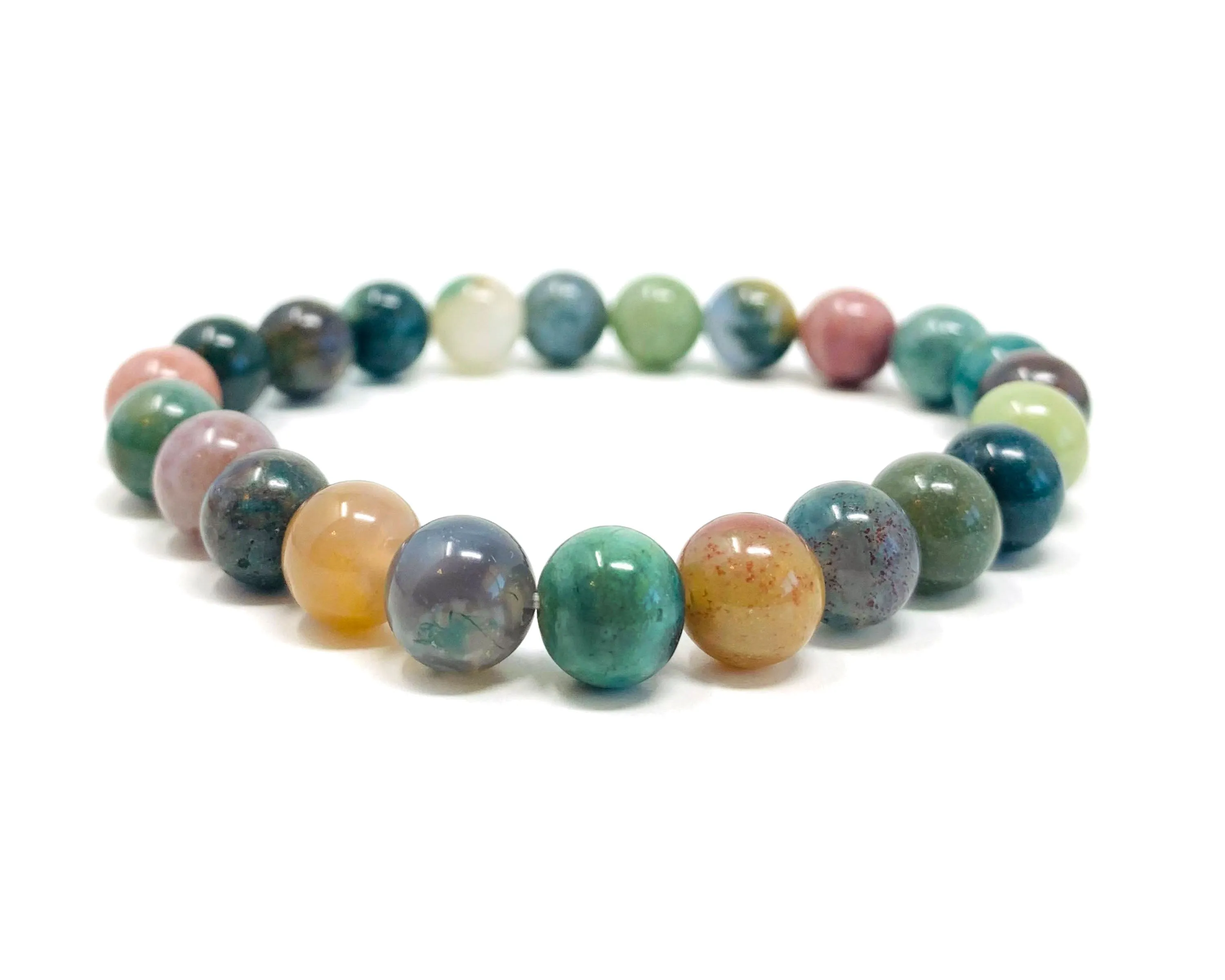 Indian Agate Beaded Crystal Bracelet