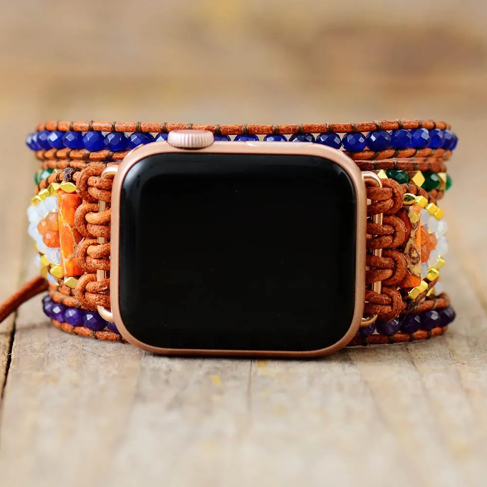 Jasper & Rhinestones Beads Apple Watch Band