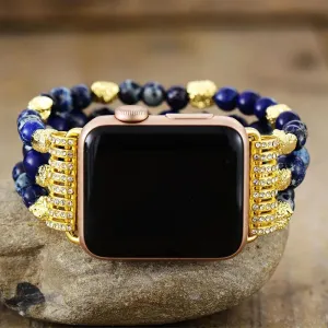 Jasper Gold Beads Stretchy Apple Watch Band