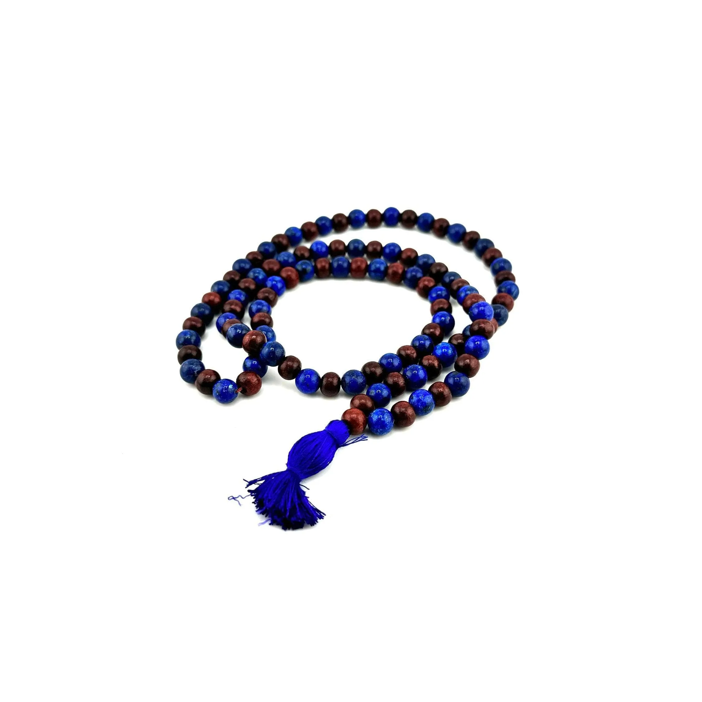 Lapis Lazuli & Red Sandalwood Prayer Mala - 8mm