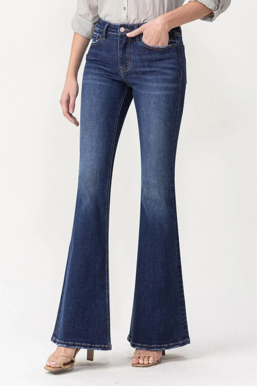 Lovervet Full Size Joanna Midrise Flare Jeans