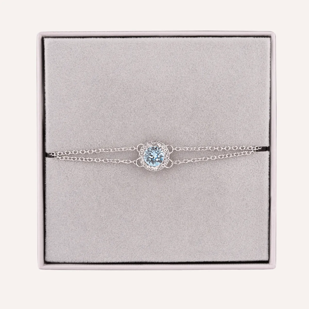 March Aquamarine-Colour Birthstone Clasp Bracelet In Silver-Tone