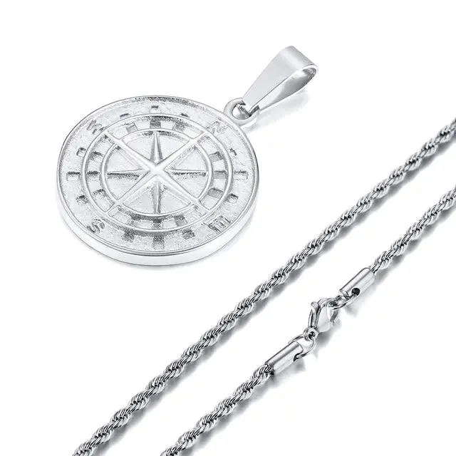 Men's Compass Pendant Necklace