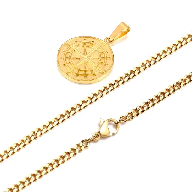 Men's Compass Pendant Necklace