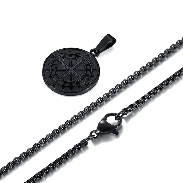 Men's Compass Pendant Necklace