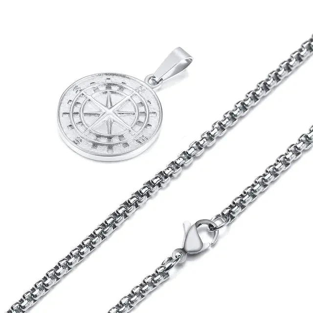 Men's Compass Pendant Necklace