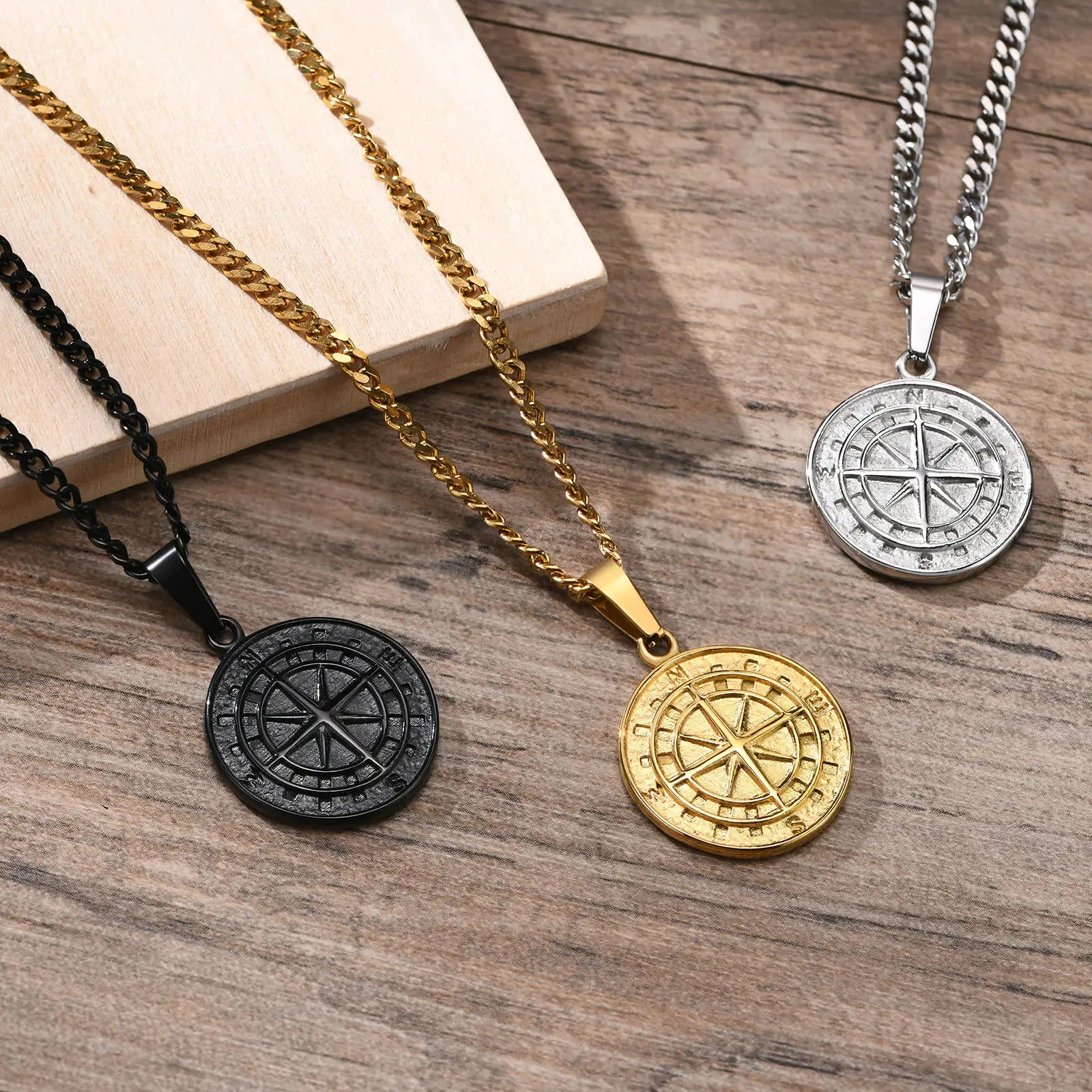 Men's Compass Pendant Necklace