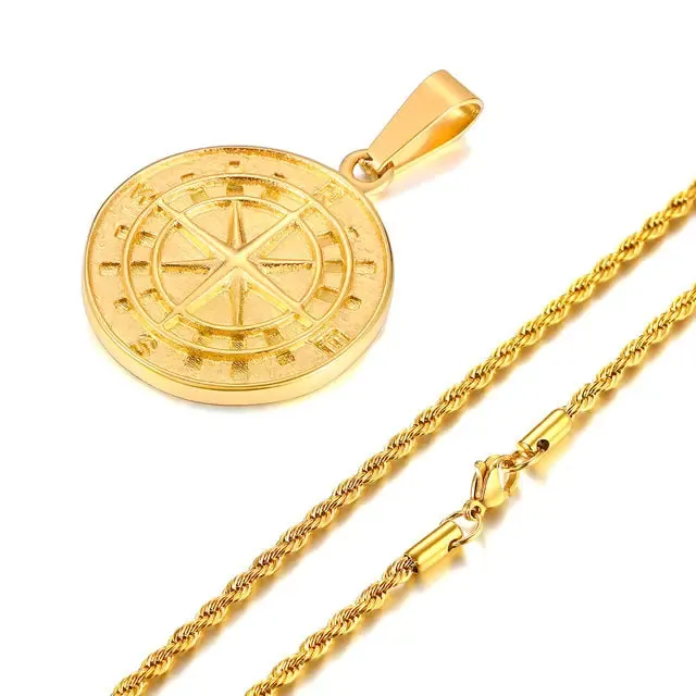 Men's Compass Pendant Necklace