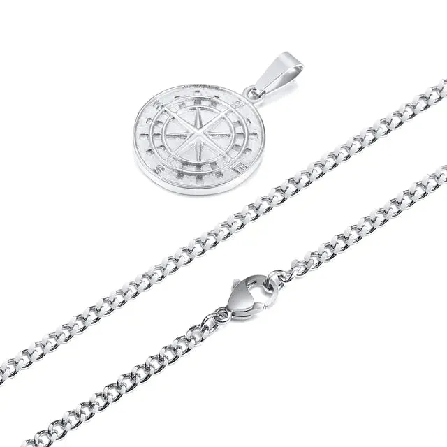 Men's Compass Pendant Necklace