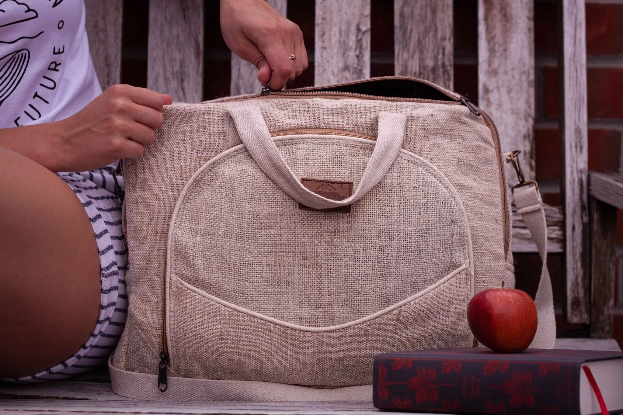 Natural Hemp Laptop Bag || Sustainable Organic Line || Handmade