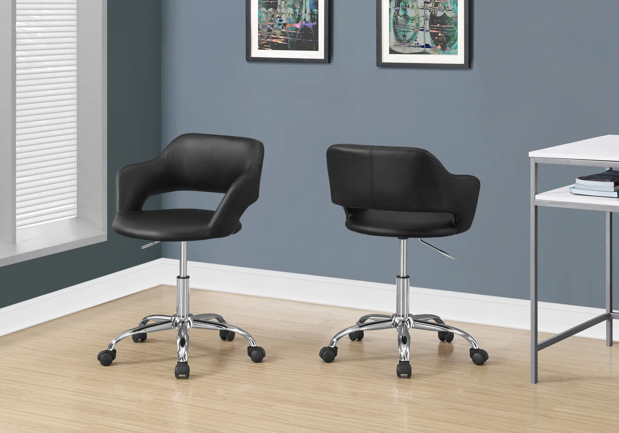 Office Chair - Black / Chrome Metal Hydraulic Lift Base