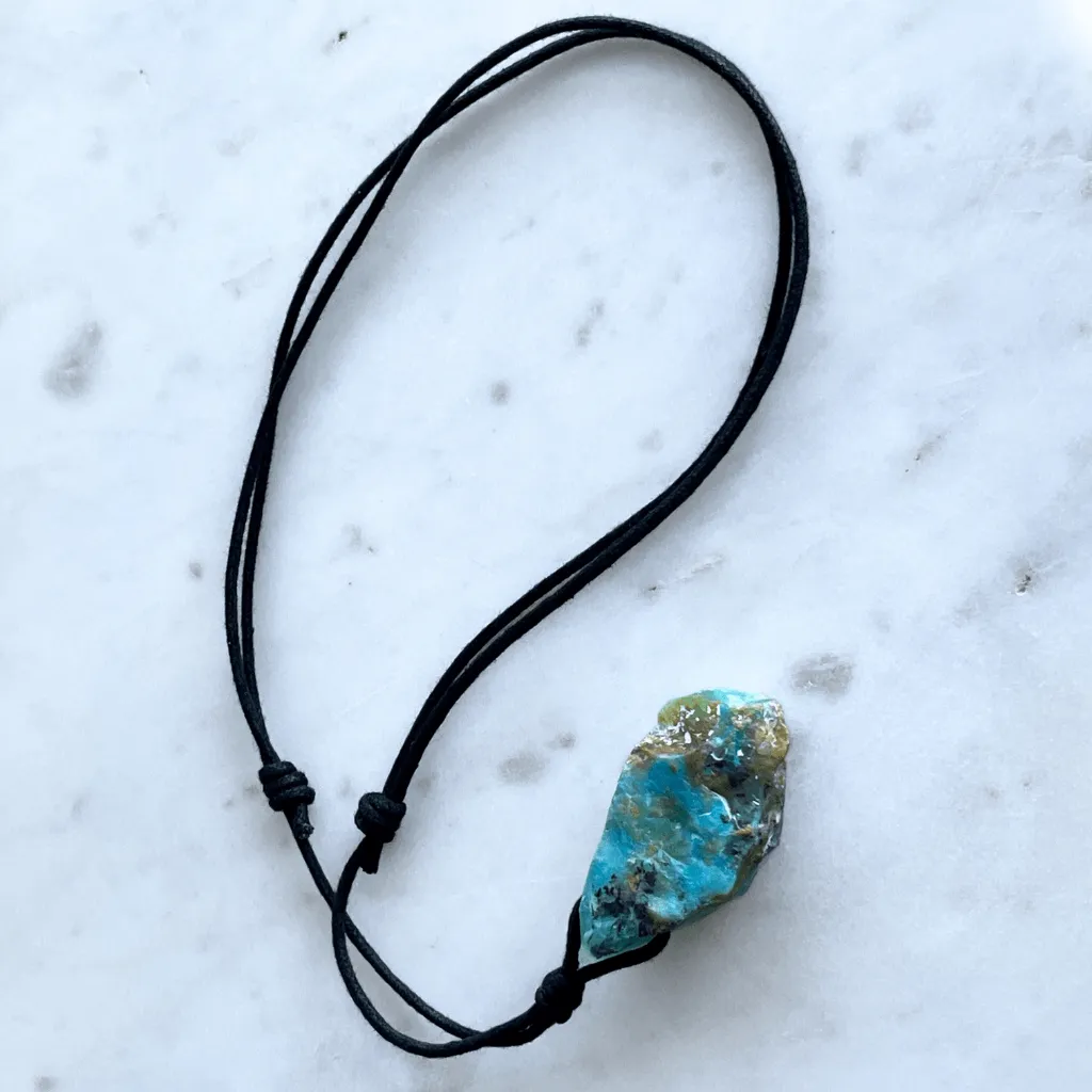 OOAK Raw Andean Opal Gemstone Pendant - Mountain Serenity