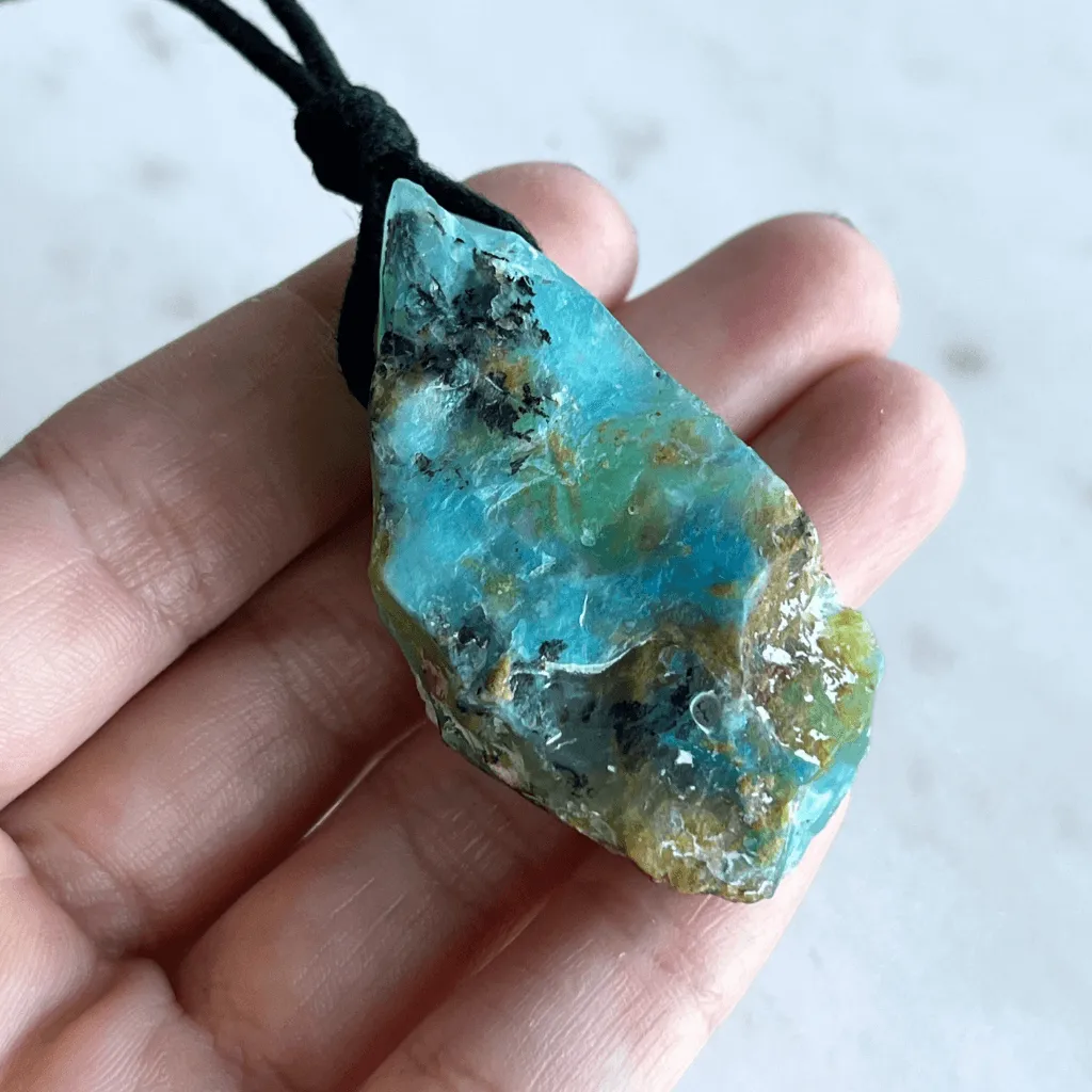 OOAK Raw Andean Opal Gemstone Pendant - Mountain Serenity