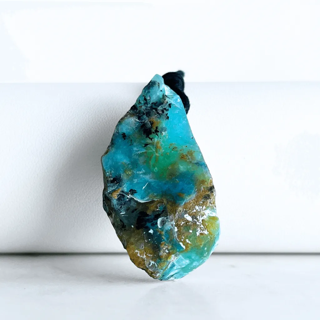 OOAK Raw Andean Opal Gemstone Pendant - Mountain Serenity