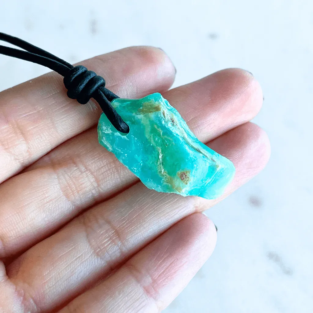 OOAK Raw Andean Opal Gemstone Pendant - Sacred Peaks