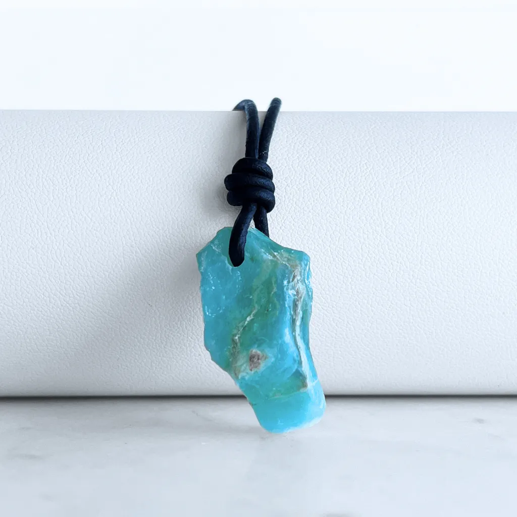 OOAK Raw Andean Opal Gemstone Pendant - Sacred Peaks