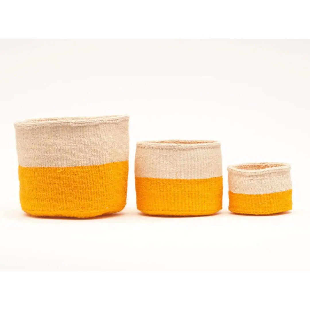 Orange Colour Block Sisal Basket