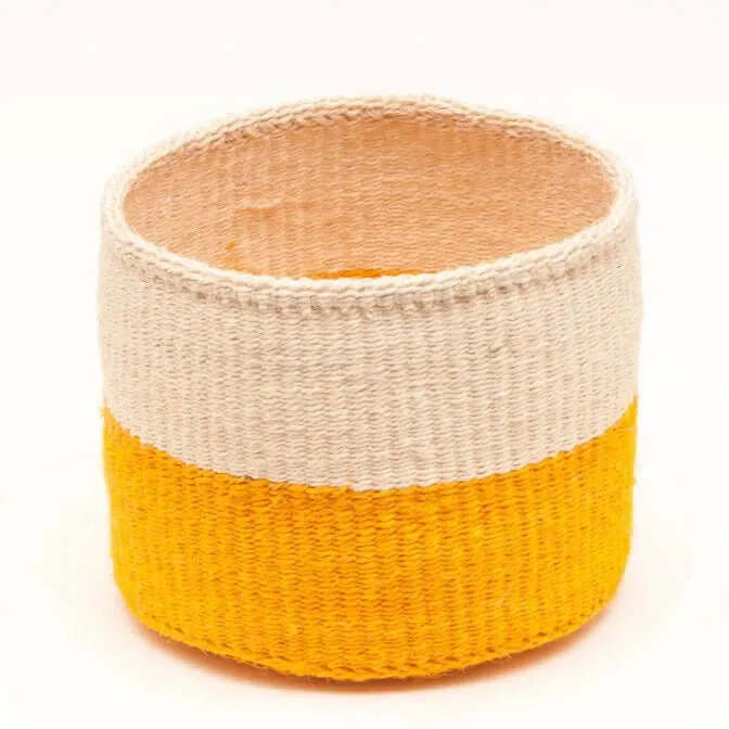 Orange Colour Block Sisal Basket