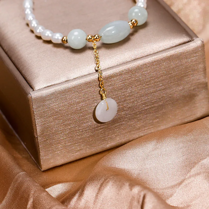 Pearl and Jade Gemstone Bracelet