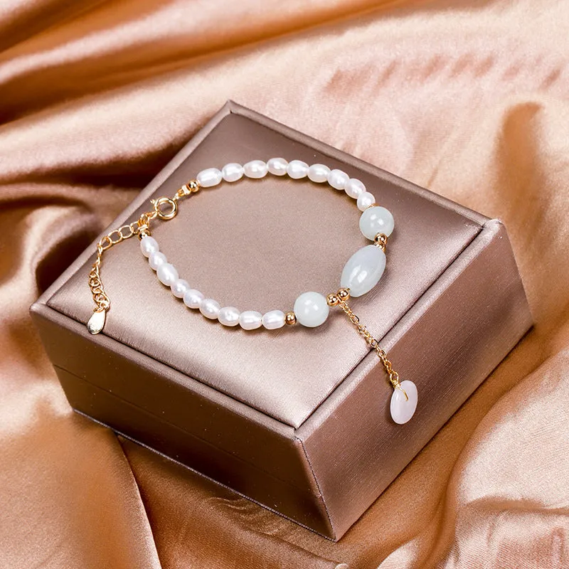 Pearl and Jade Gemstone Bracelet