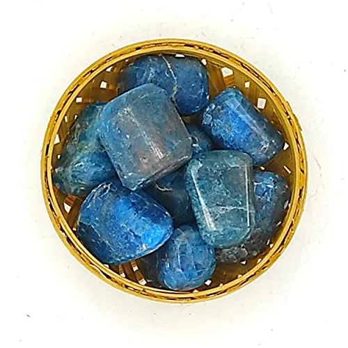 Plus Value Blue Apatite Tumbled Pebbles Stones for Vastu Feng Shui Chakra Aura Personal Reiki Healing Crystals (200 Grams, Basket)