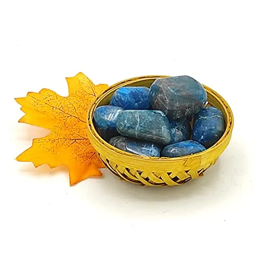 Plus Value Blue Apatite Tumbled Pebbles Stones for Vastu Feng Shui Chakra Aura Personal Reiki Healing Crystals (200 Grams, Basket)