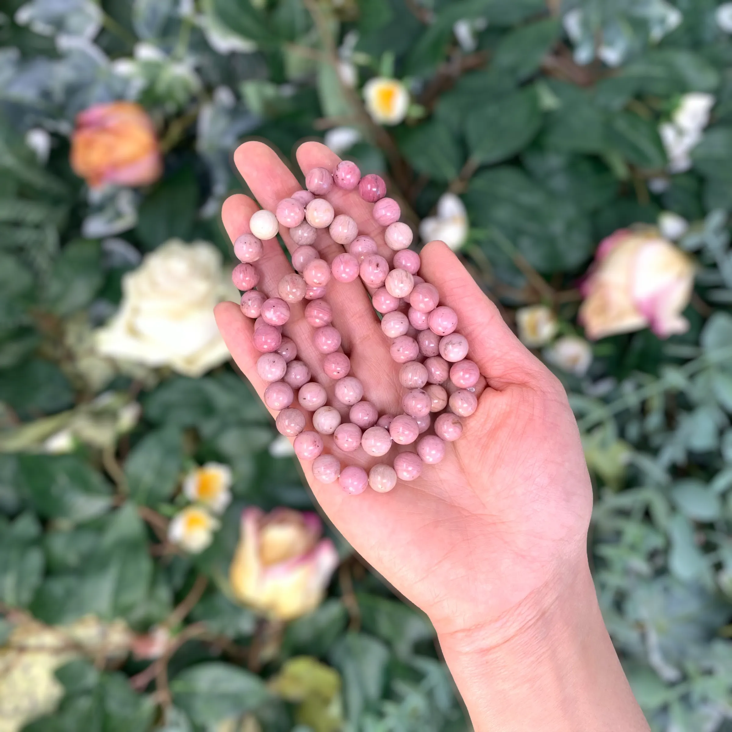 Rhodonite Beaded Crystal Bracelet