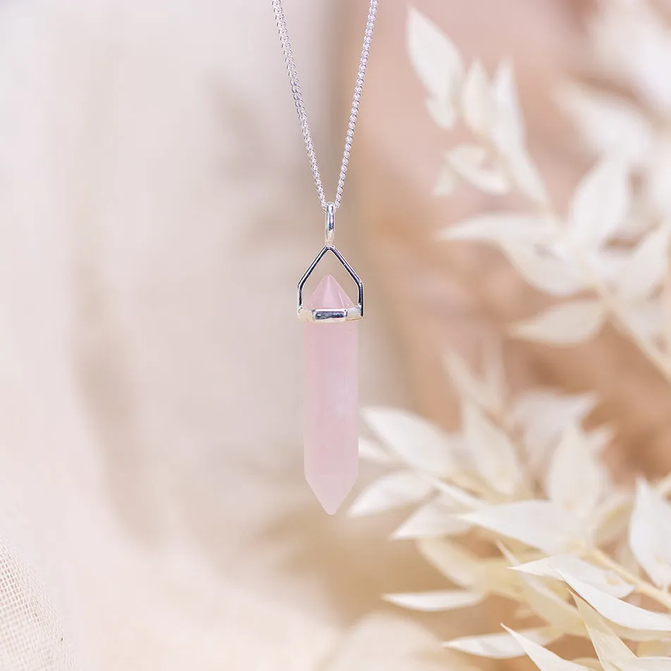 Rose Quartz Sterling Silver Point Pendant