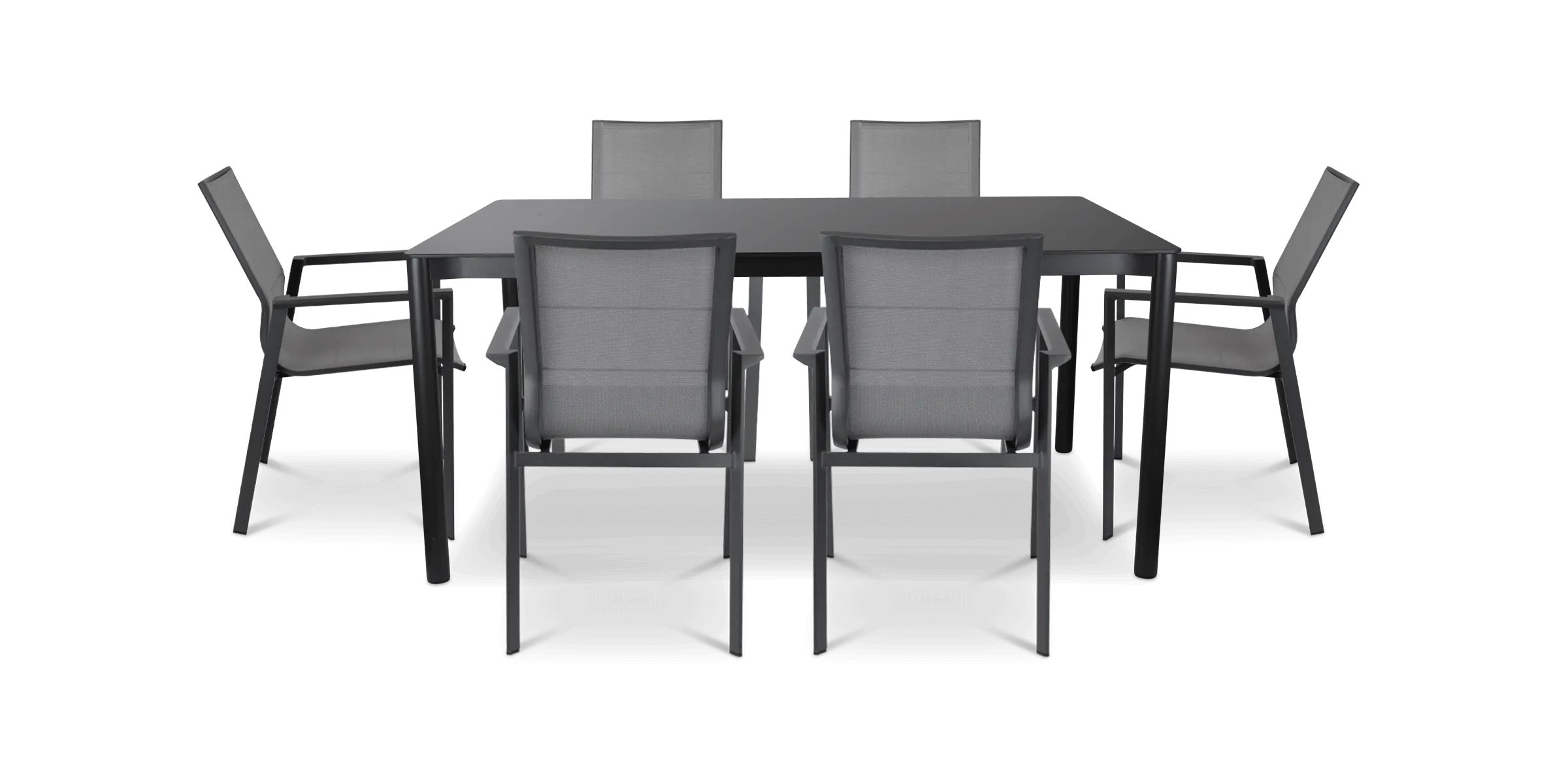 Santa Monica Rectangle 7 Piece Outdoor Setting in Gunmetal with Aluminium Chairs