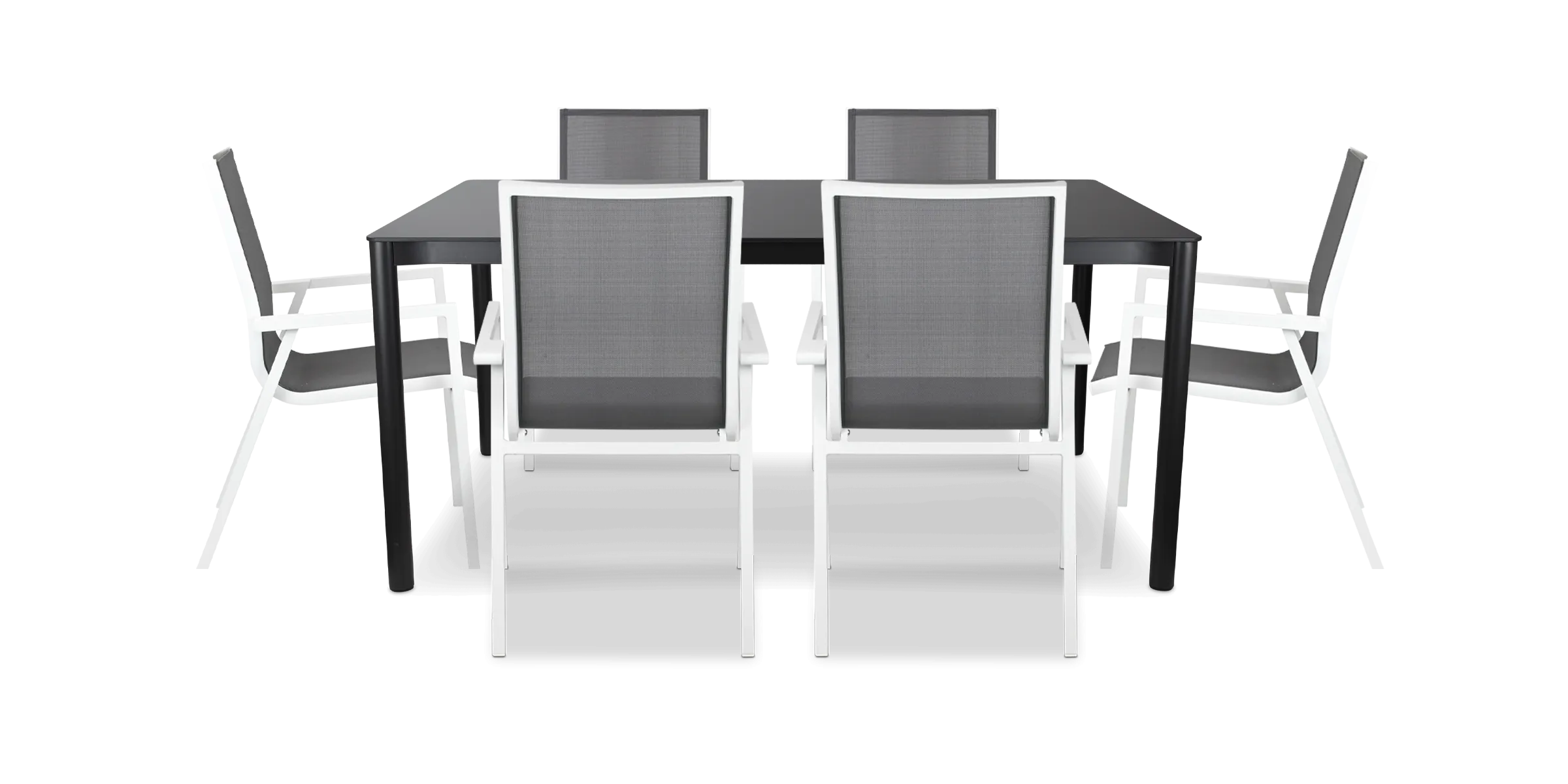 Santa Monica Rectangle 7 Piece Outdoor Setting in Gunmetal with Aluminium Chairs