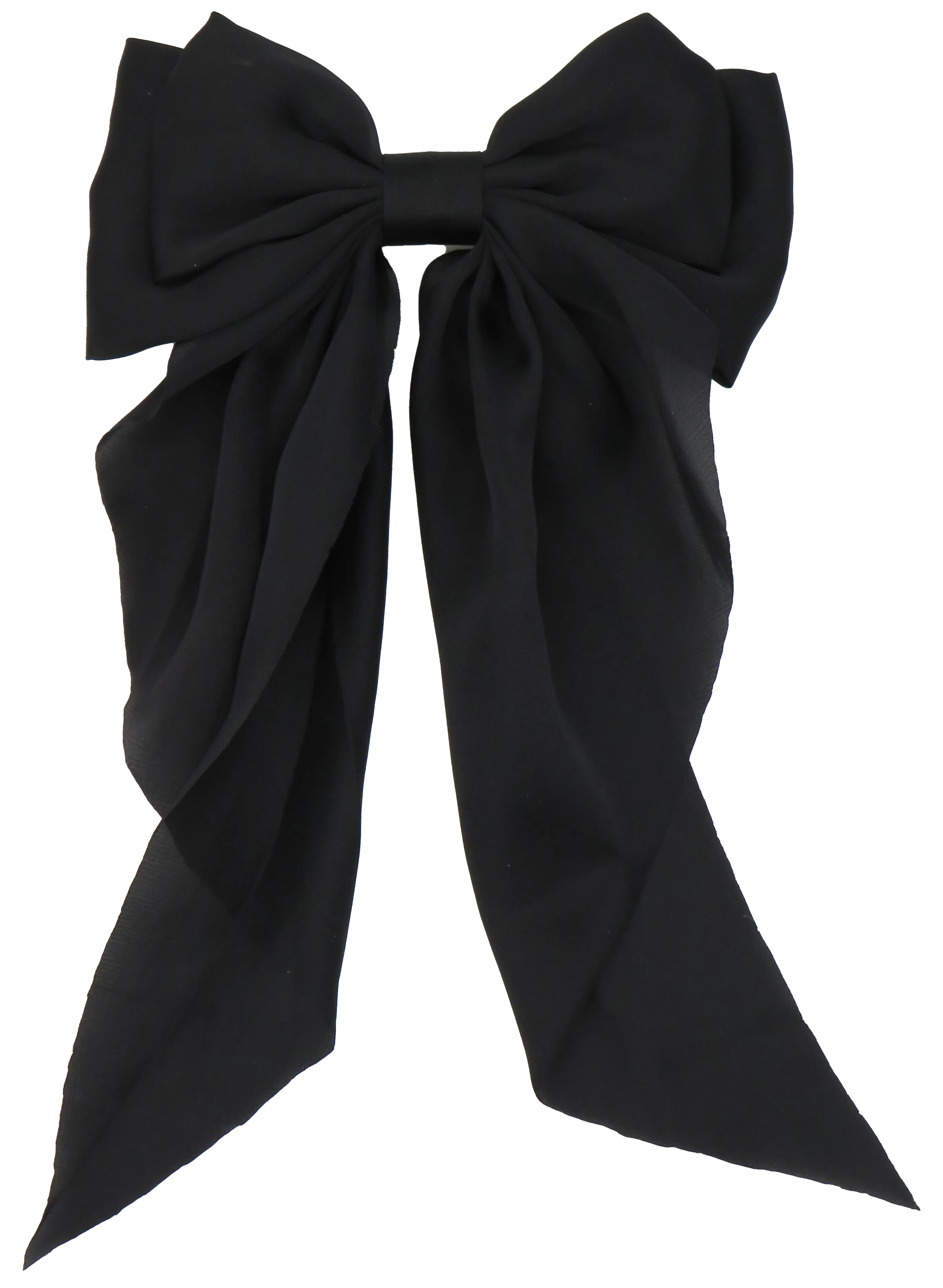 Satin Flowy Bow Clip in Black