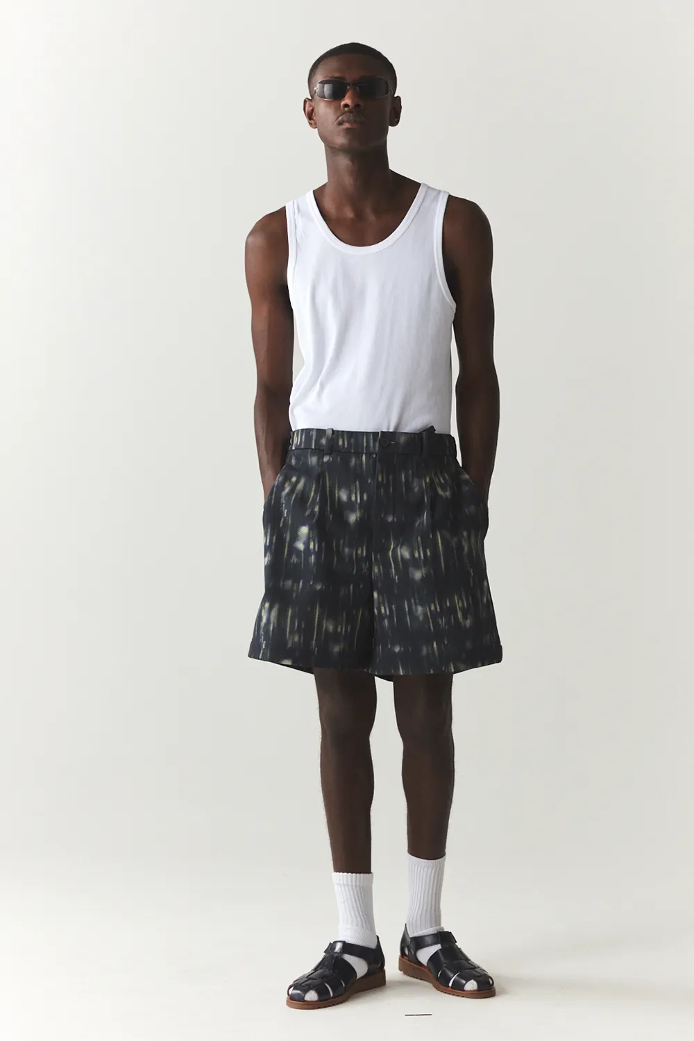 SHORTS PLEATED PRINTED SS'24 NAVY