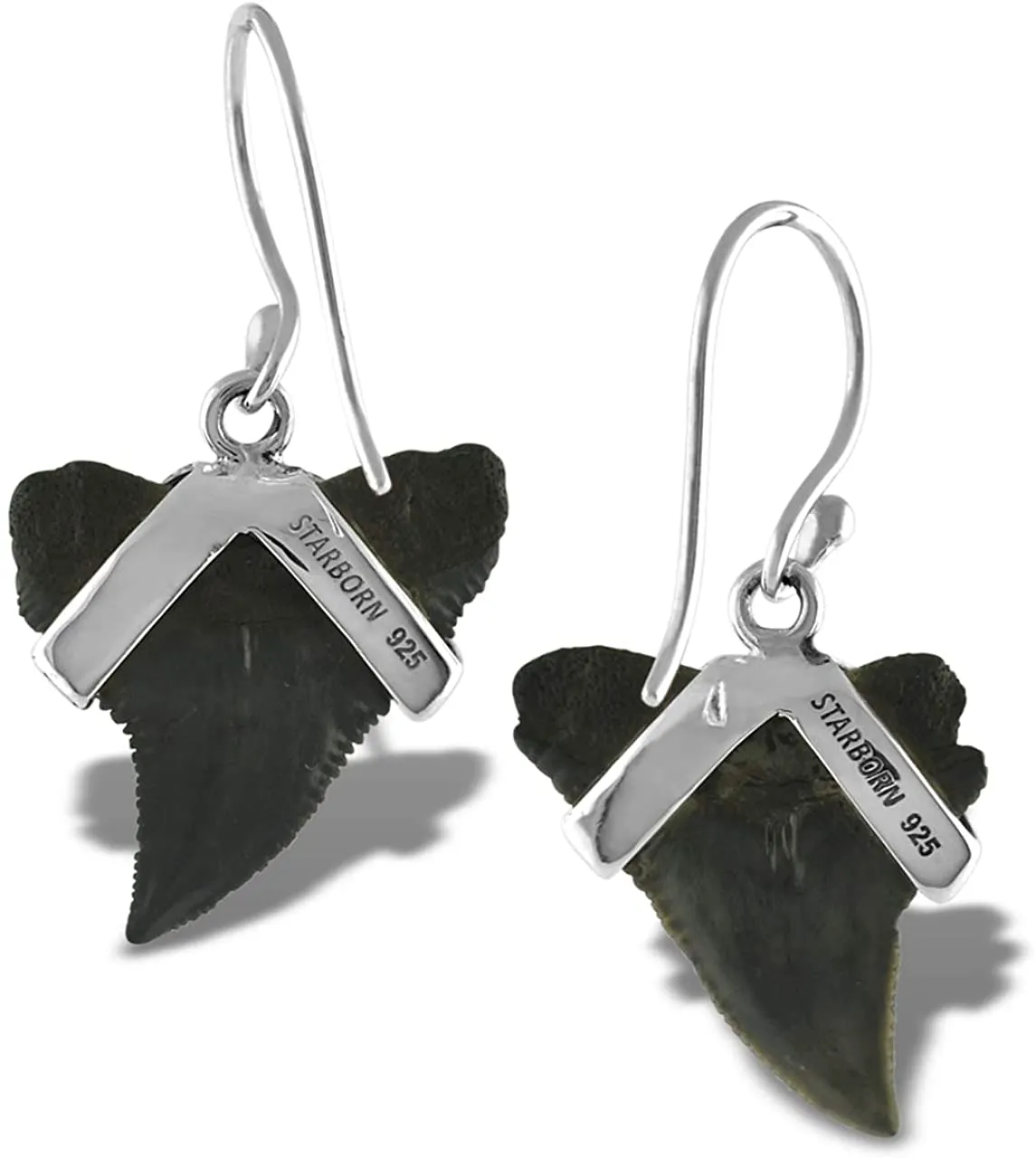 Starborn genuine fossilized Sharkteeth 925 Sterling Silver Earrings