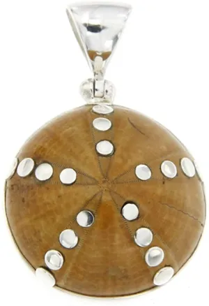 Starborn Sterling Silver Fossil Sea Urchin Studded Pendant