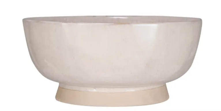 Stoneware Footed Bowl, Cream