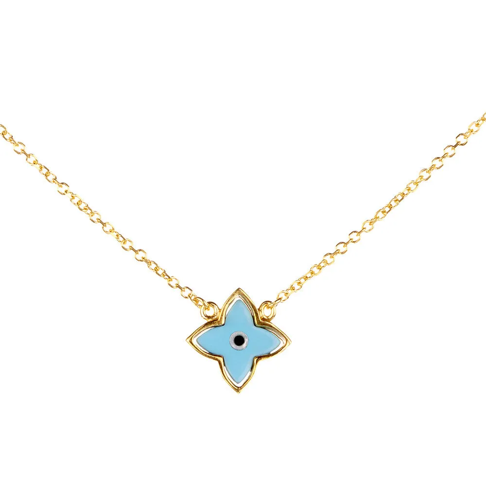 Symbolic Evil Eye Yellow Gold Necklace