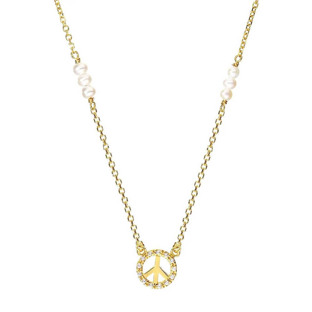 Symbolic Peace Yellow Gold Necklace