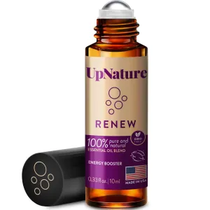 UpNature Renew Essential Oil Roll On Blend- 100% Natural Energy & Focus Booster - Essential Oils for Skin with Tea Tree, Lavender & Cedarwood Oil