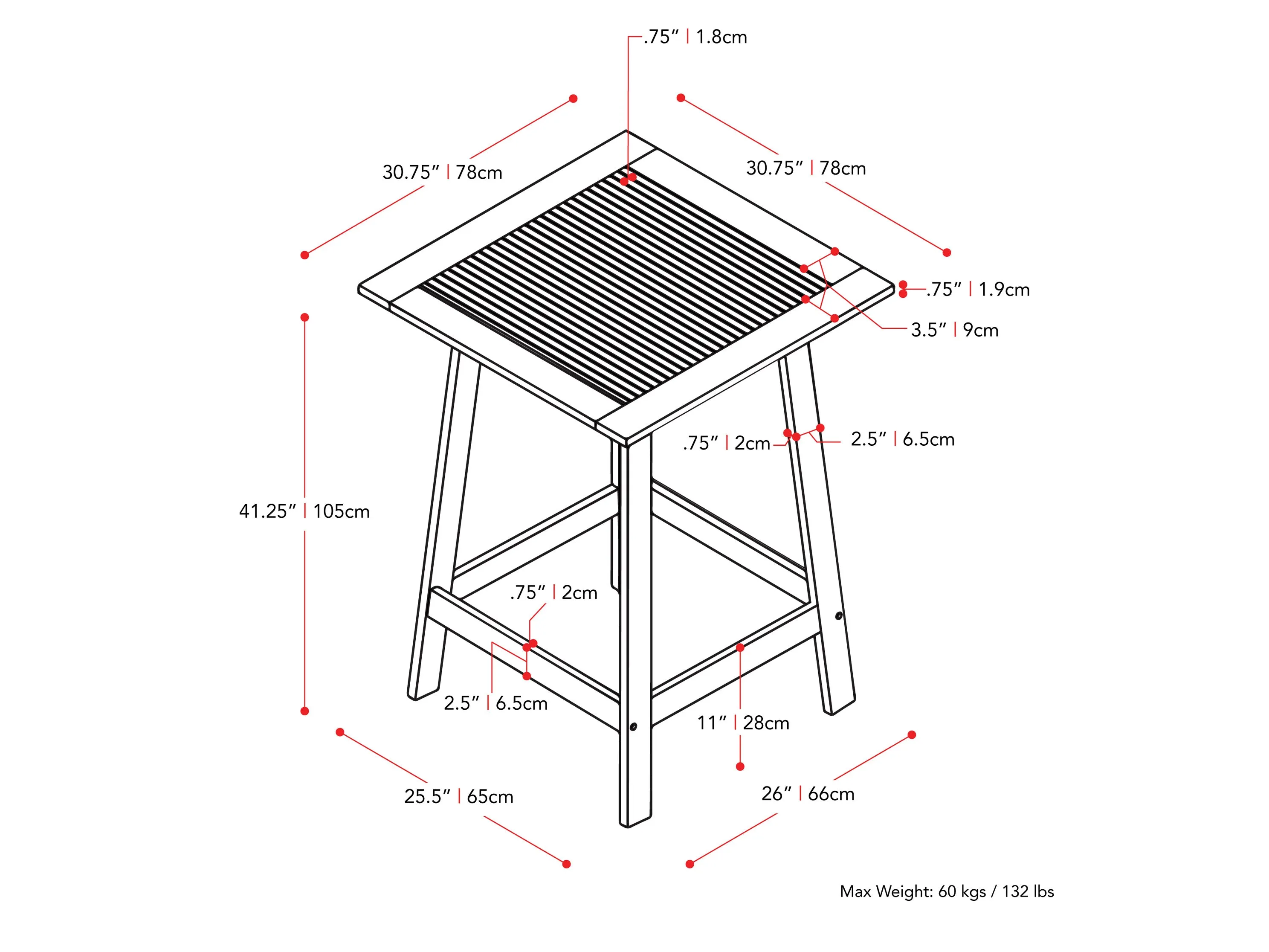 Washed White Outdoor Pub Table