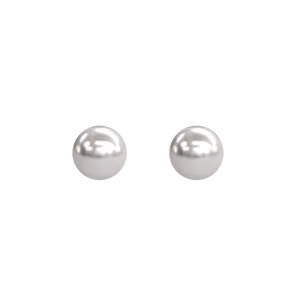 White Akoya Round Pearl Stud Earrings