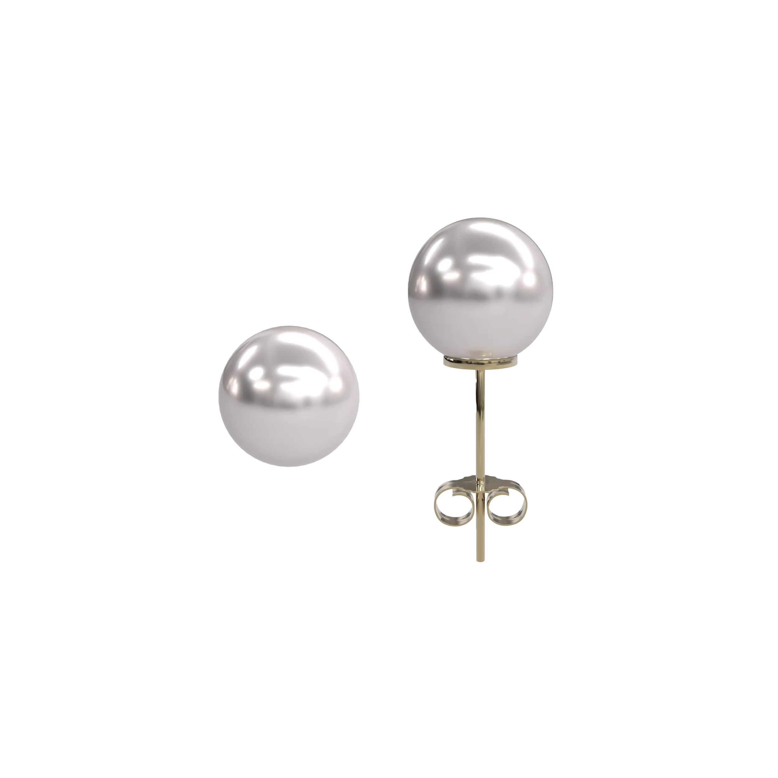 White Akoya Round Pearl Stud Earrings