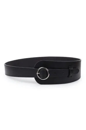 Wide Upcycled Leather Belt Black