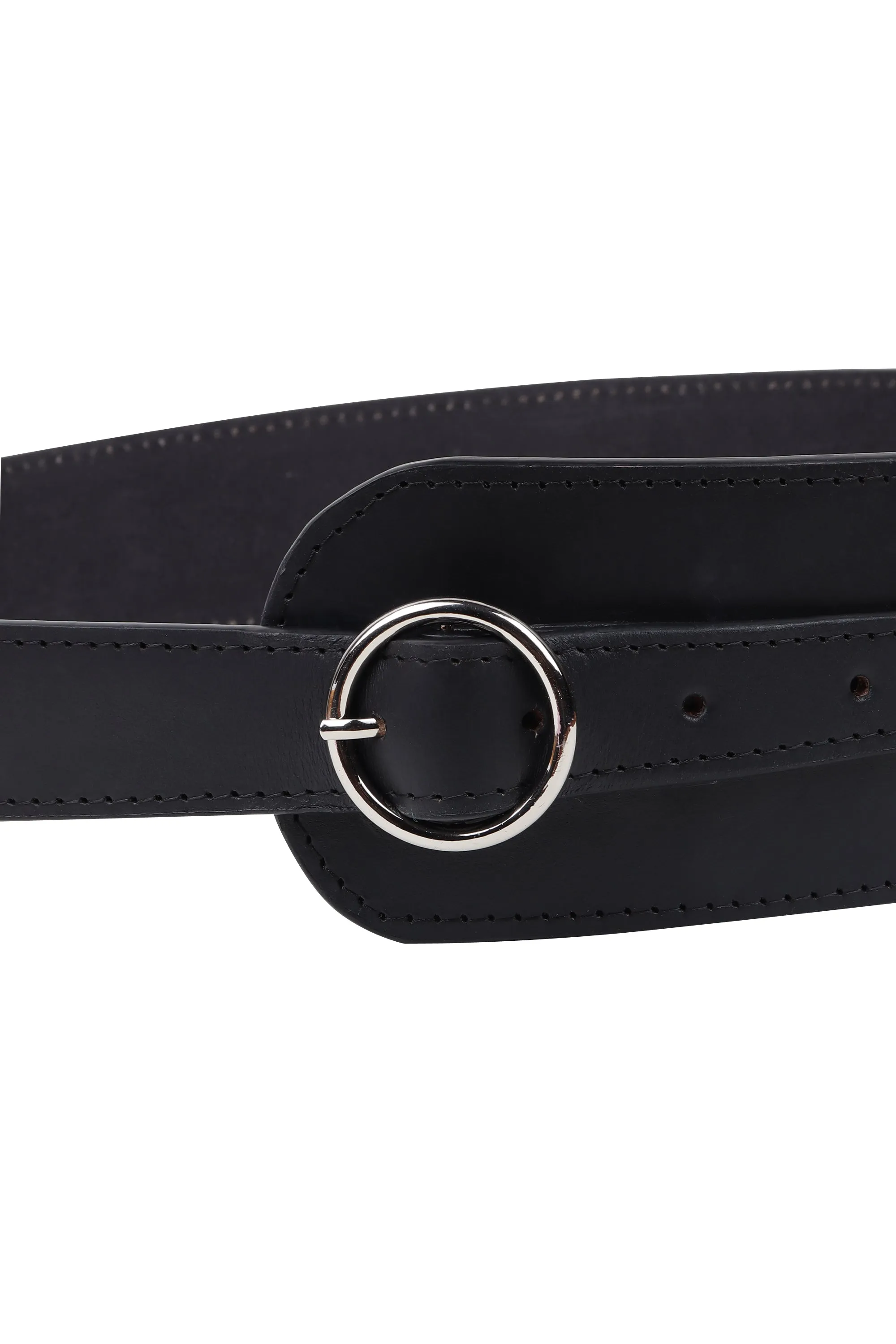 Wide Upcycled Leather Belt Black