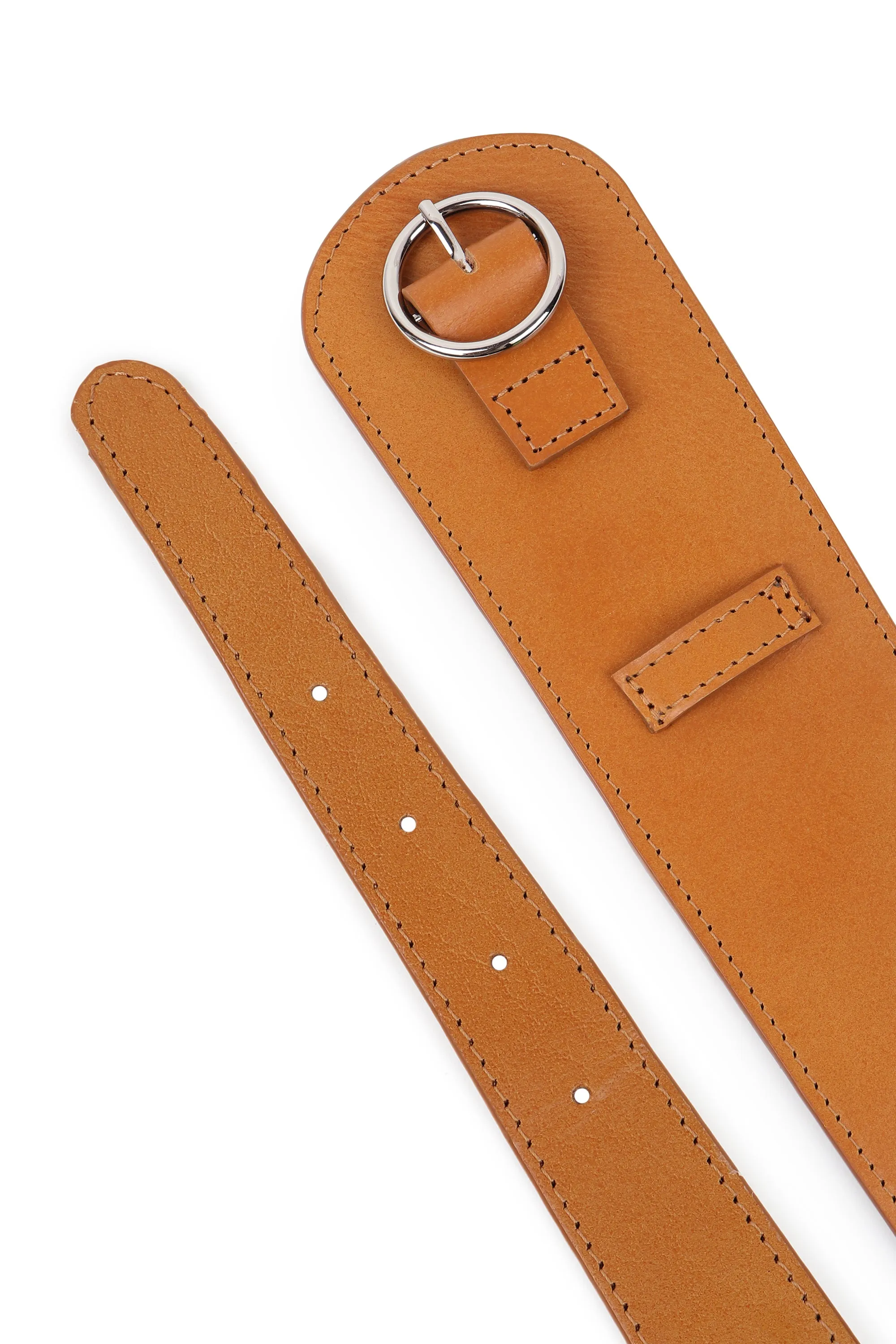 Wide Upcycled Leather Belt Camel