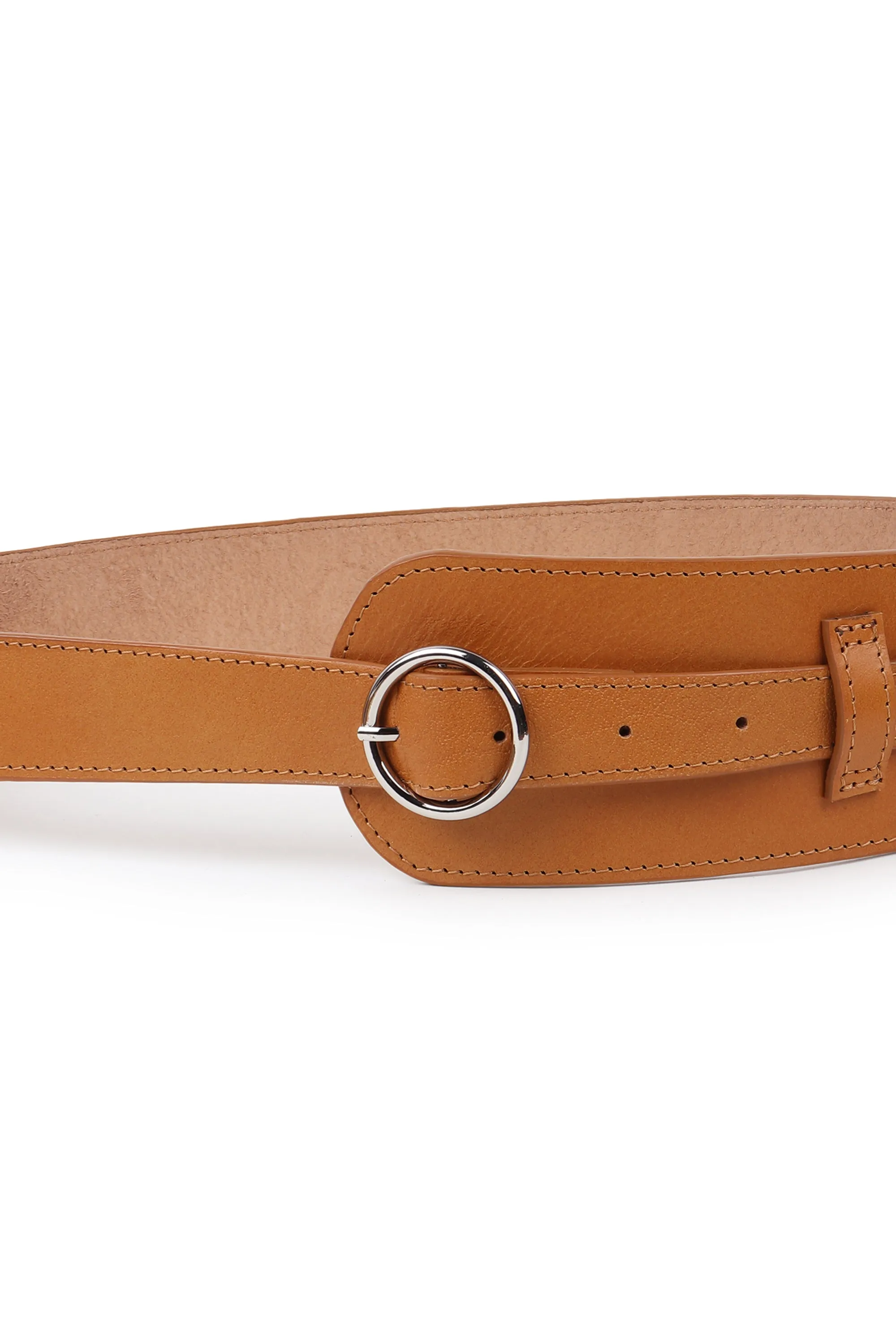 Wide Upcycled Leather Belt Camel