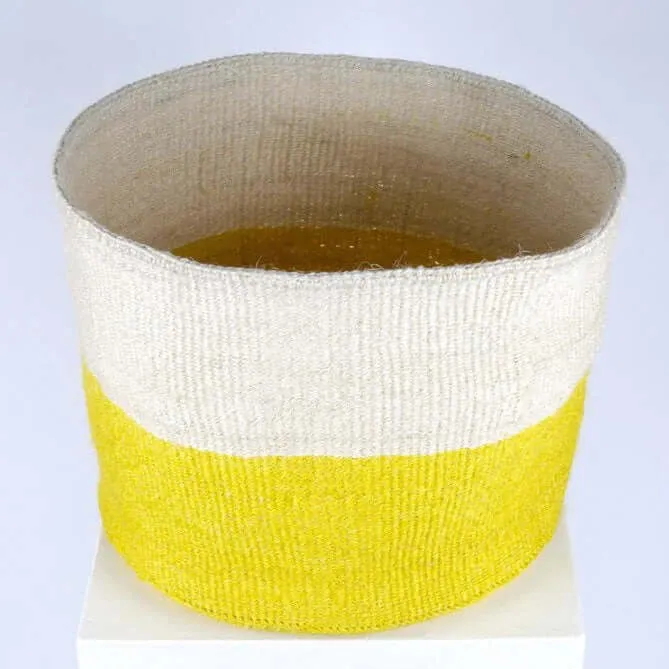 Yellow Colour Block Sisal Basket